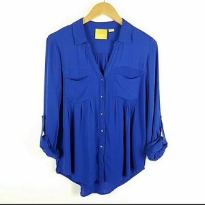 Anthropologie royal blue blouse